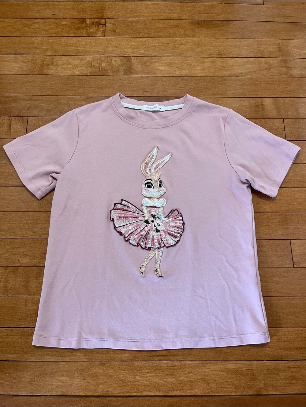 Women’s Light Pink Bunny Ballerina Short Sleeve Tee